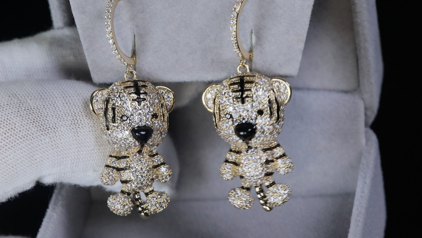 Diamond Tiger Earrings