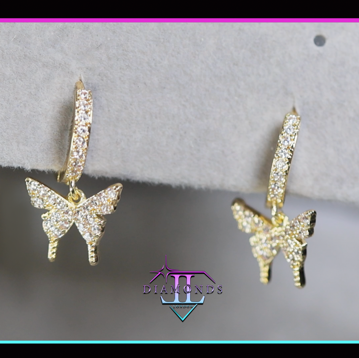 Gold Diamond Butterfly Earrings