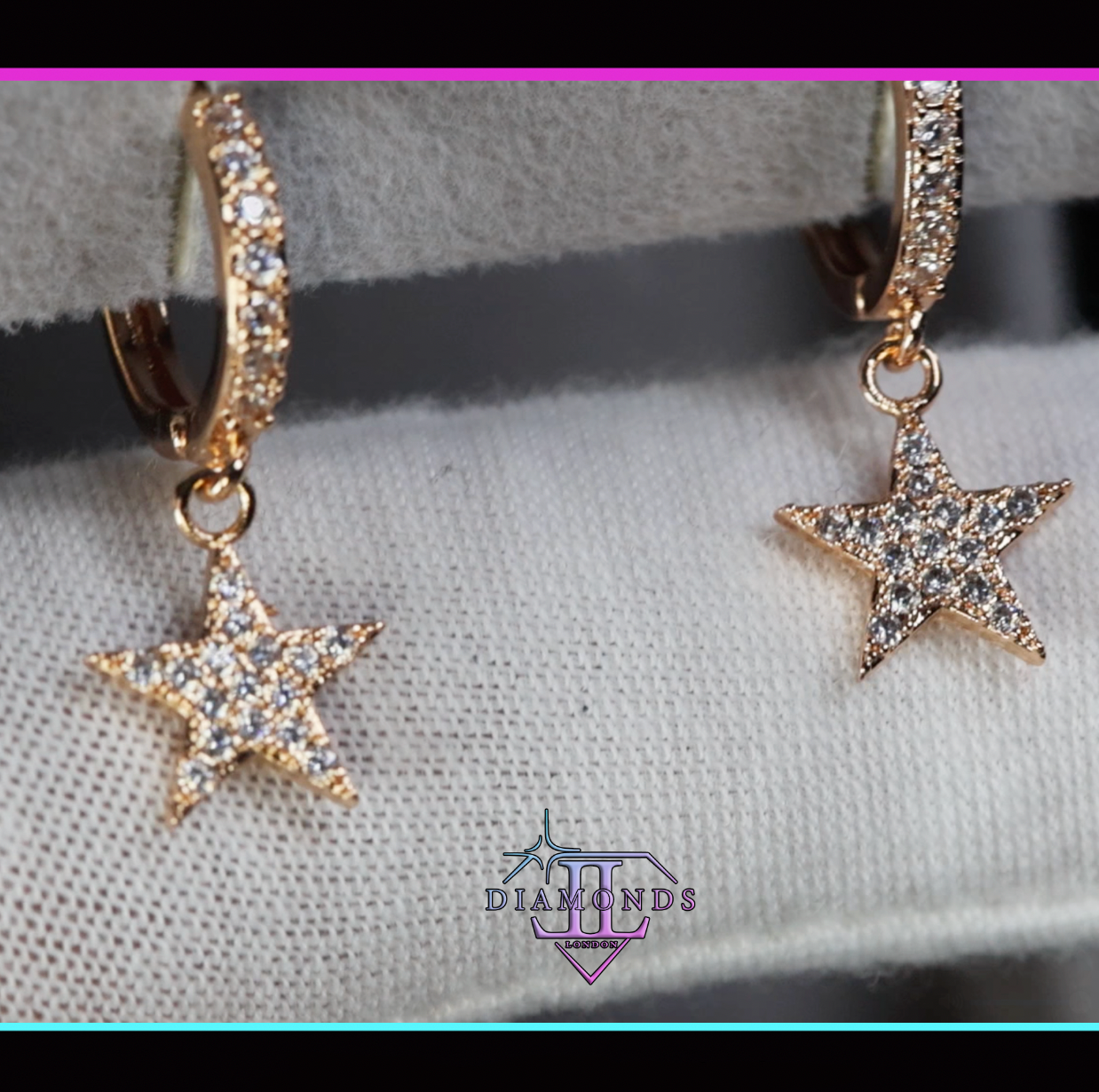 Gold Star Diamond Heart Earrings