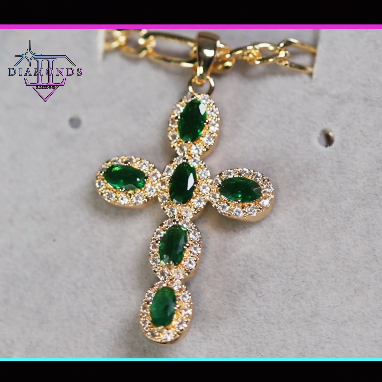 Green Diamond Cross Pendant