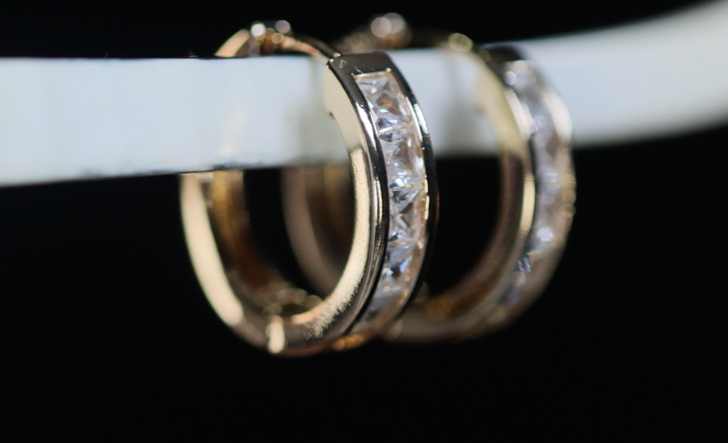 Gold Princess Cut Diamond Hoop Earrings
