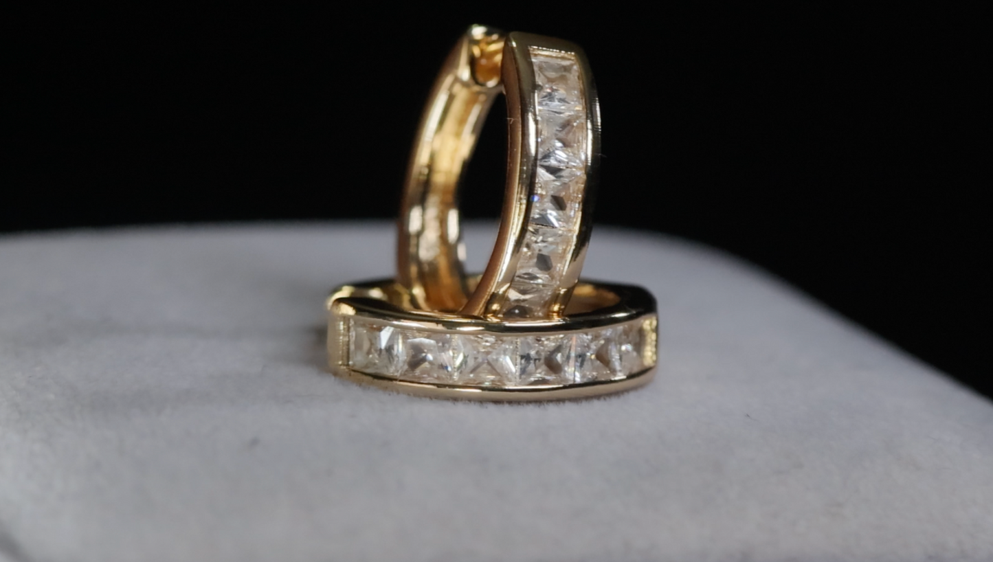 Mens Gold Diamond Hoop Earrings