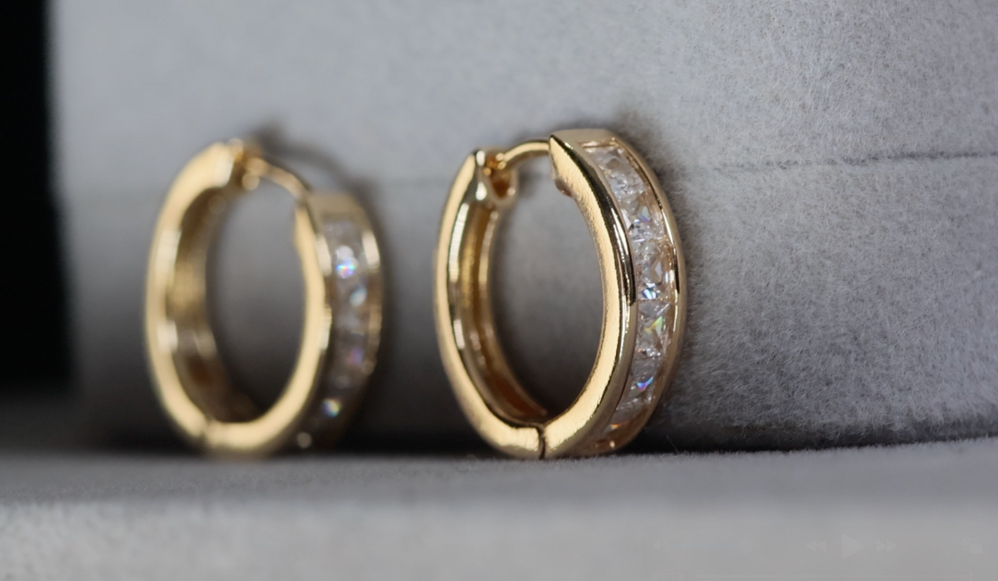 Mens Gold Diamond Hoop Earrings