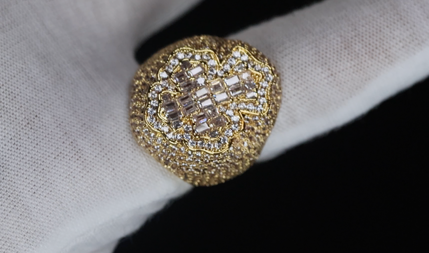 Gold Diamond Cross Ring