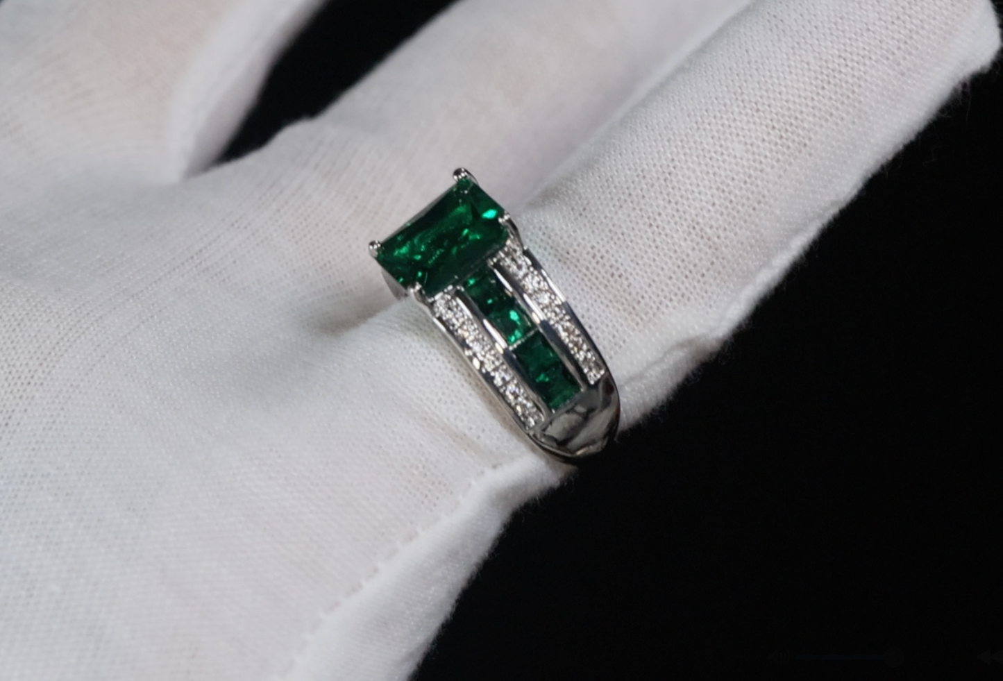 Green Emerald Ring | Green Diamond Ring | Big Green Diamond Ring