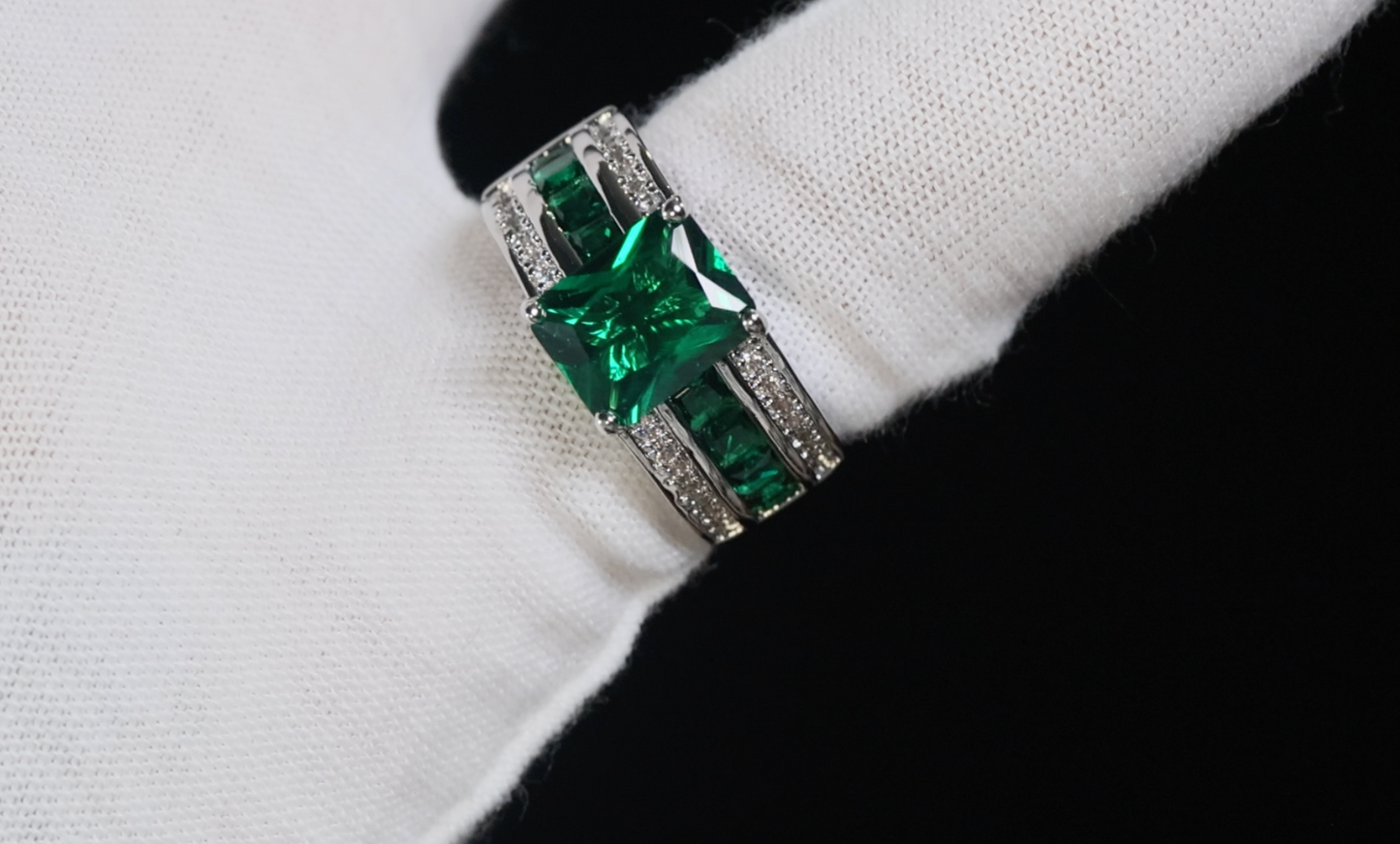 Green Emerald Ring | Green Diamond Ring | Big Green Diamond Ring