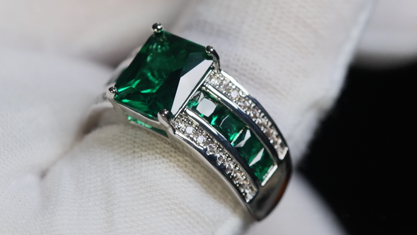 Green Emerald Ring | Green Diamond Ring | Big Green Diamond Ring
