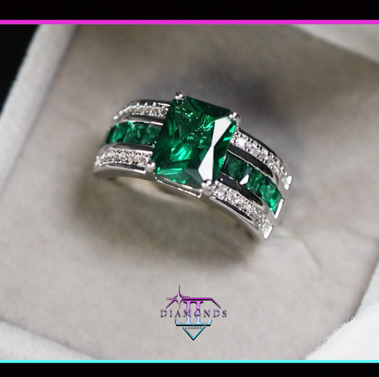 Green Emerald Ring | Green Diamond Ring | Big Green Diamond Ring
