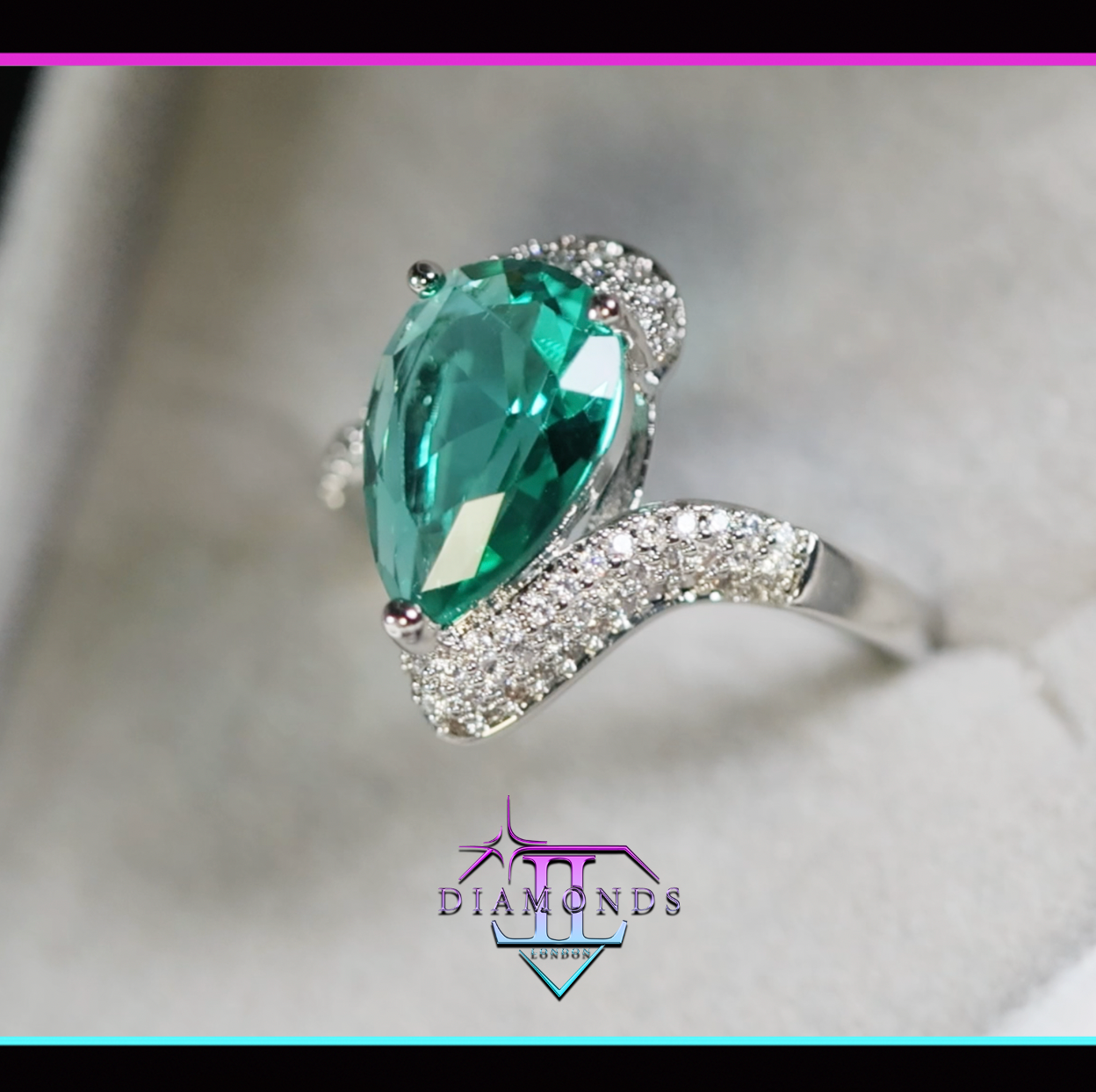 Green Pear Cut Diamond Ring