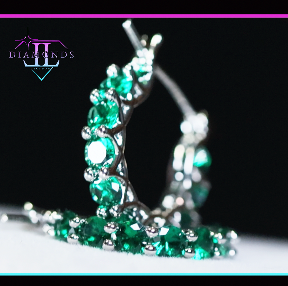 Green Diamond Hoop Earrings