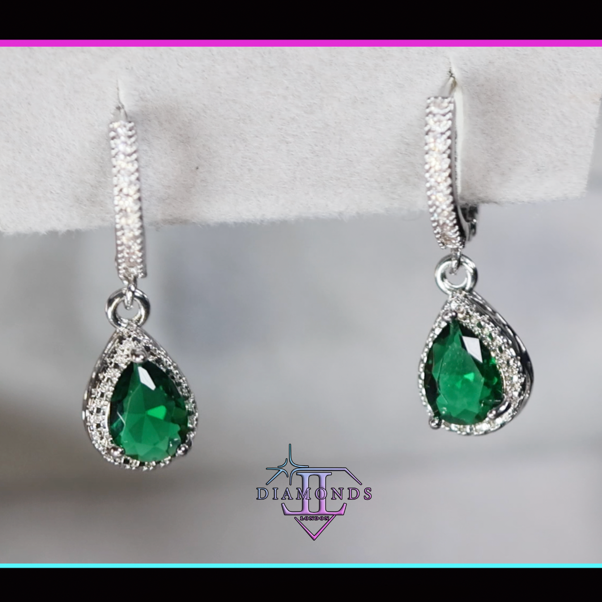 Green Pear Cut Diamond Earrings