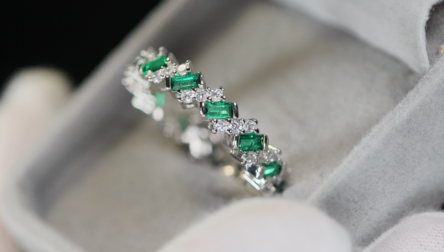 Green Diamond Eternity Ring