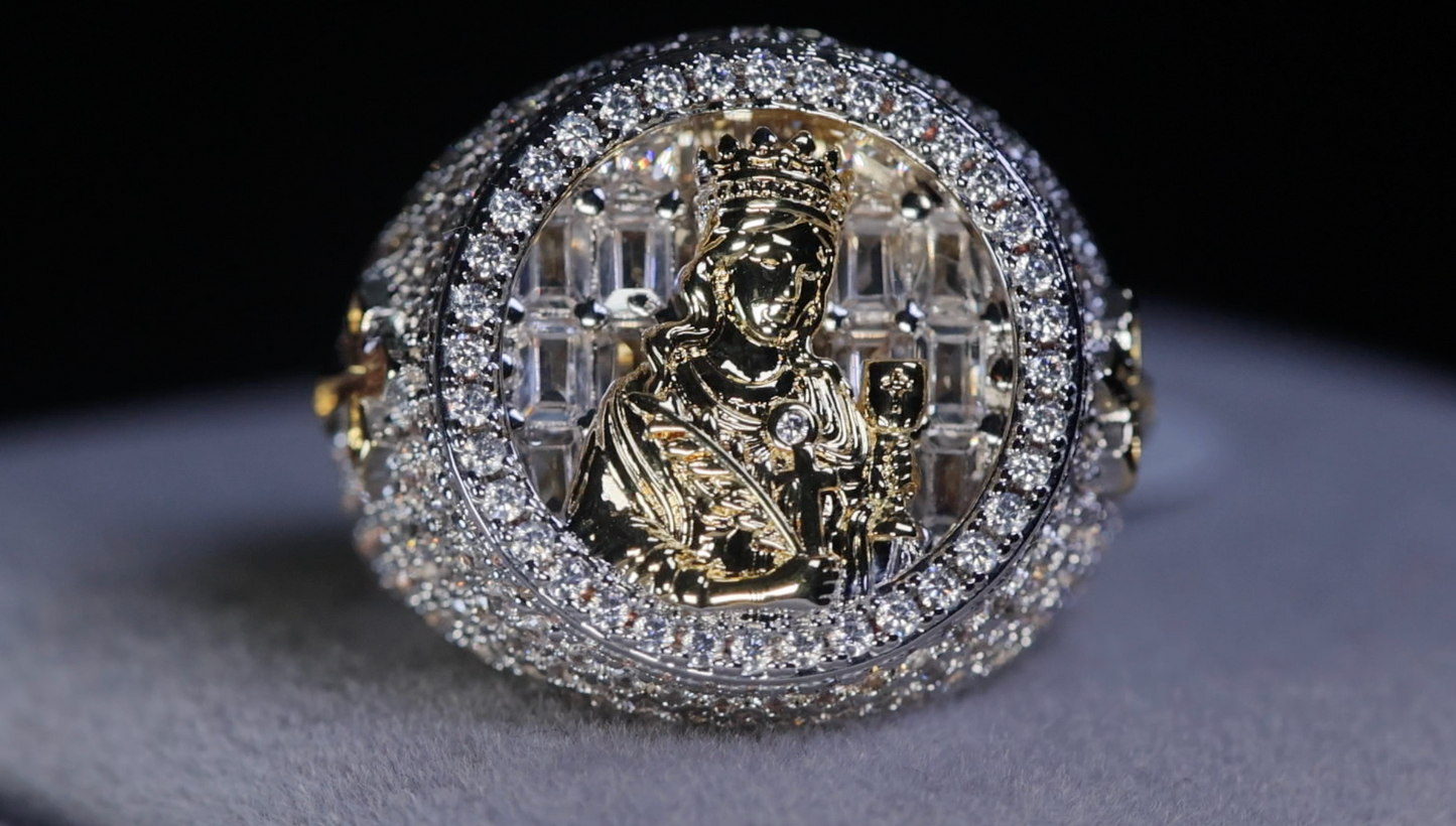 Mens Virgin Mary Ring | Virgin Mary Ring | Mens Gold Hip Hop Ring