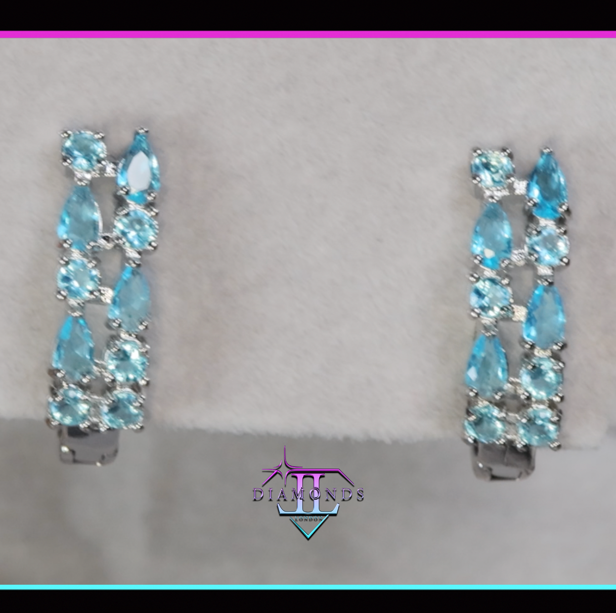 Womens Light Blue Diamond Earrings