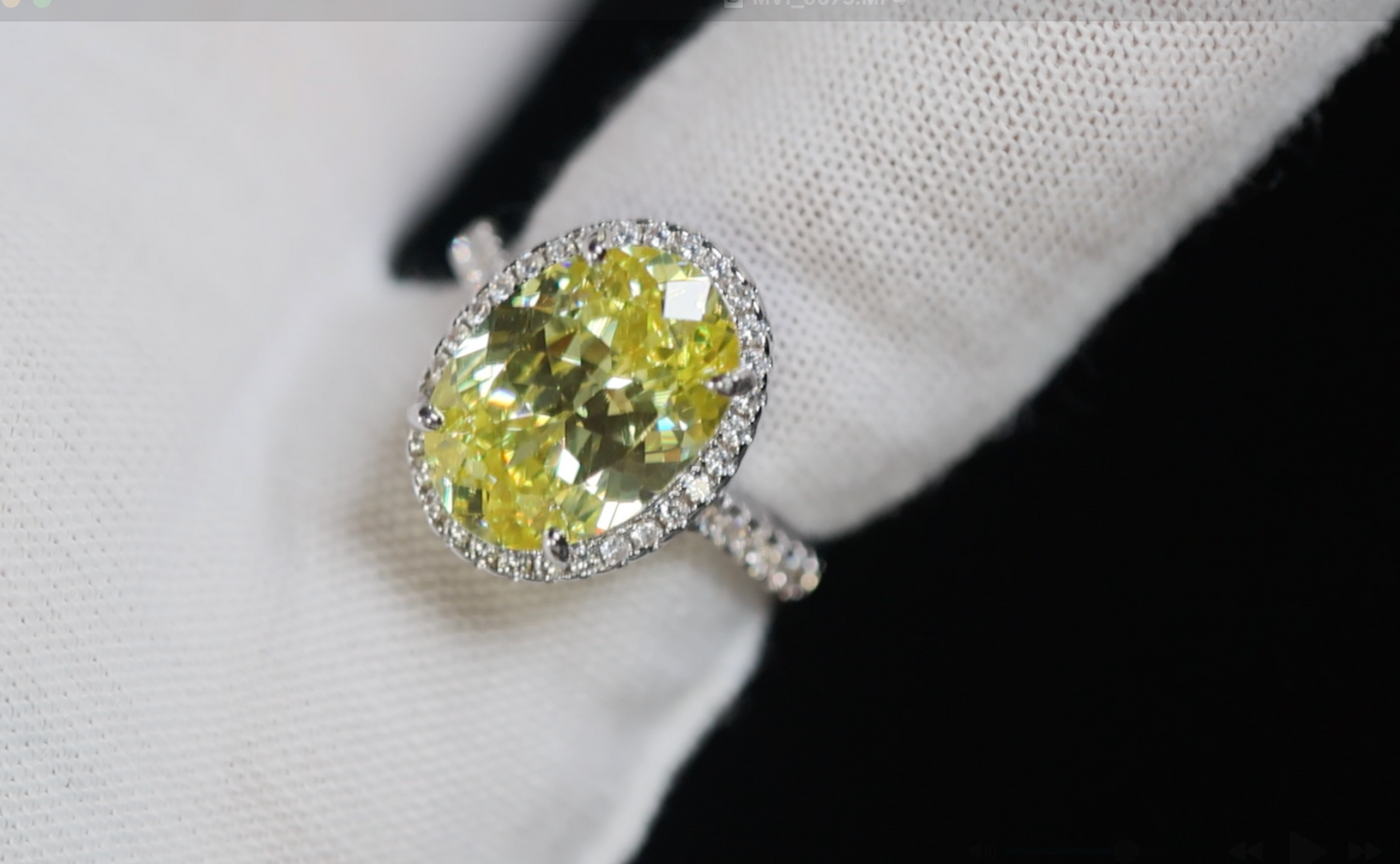 Lime Green Oval Diamond Ring