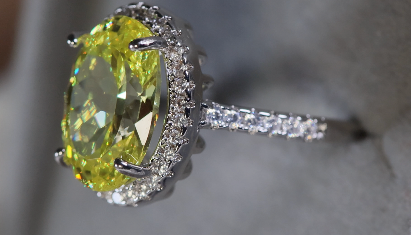 Lime Green Diamond Ring