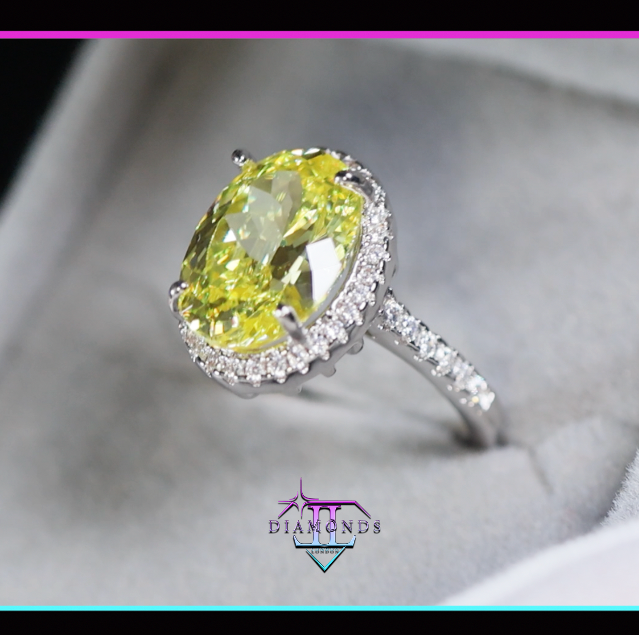 Lime Green Oval Diamond Ring