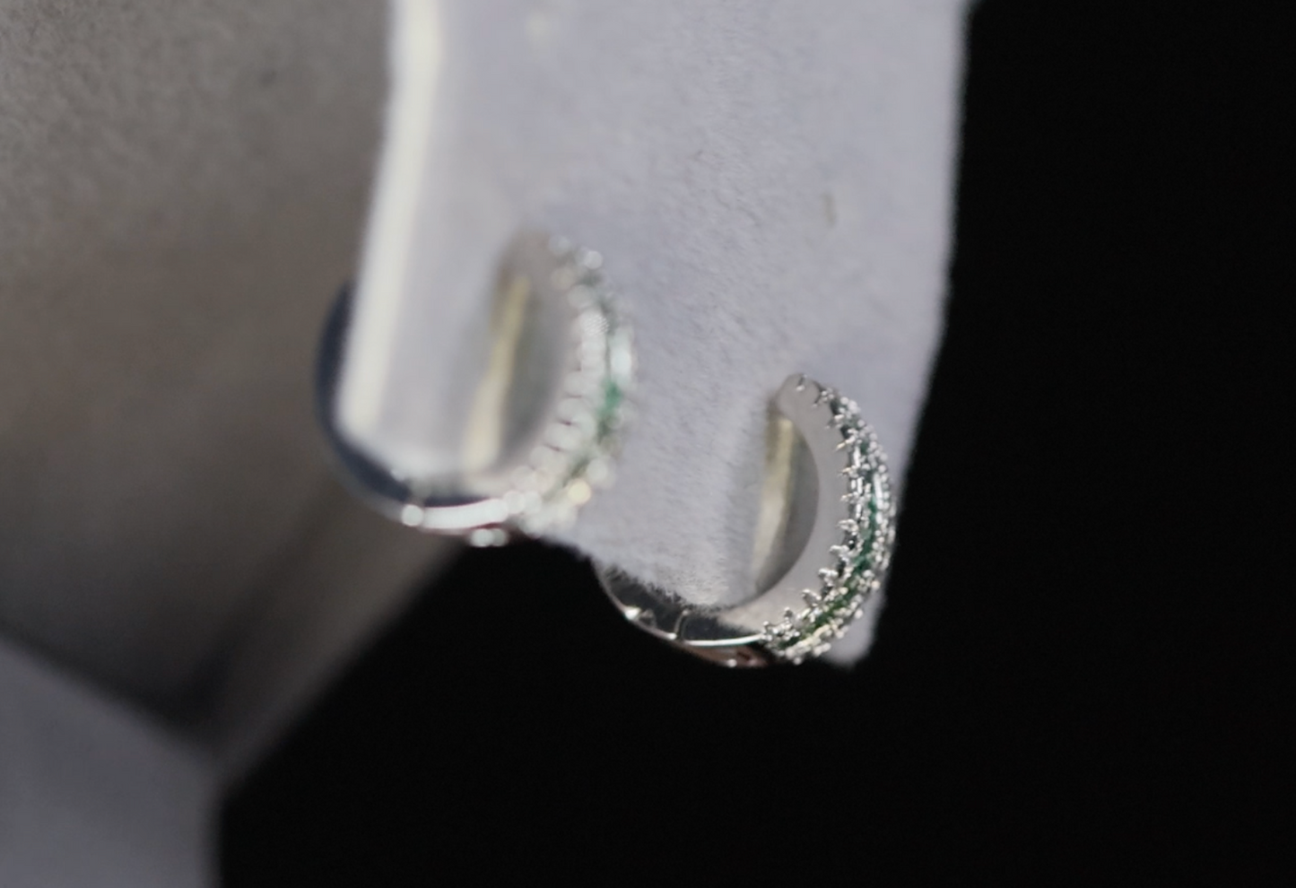 Mens Green Diamond Hoop Earrings