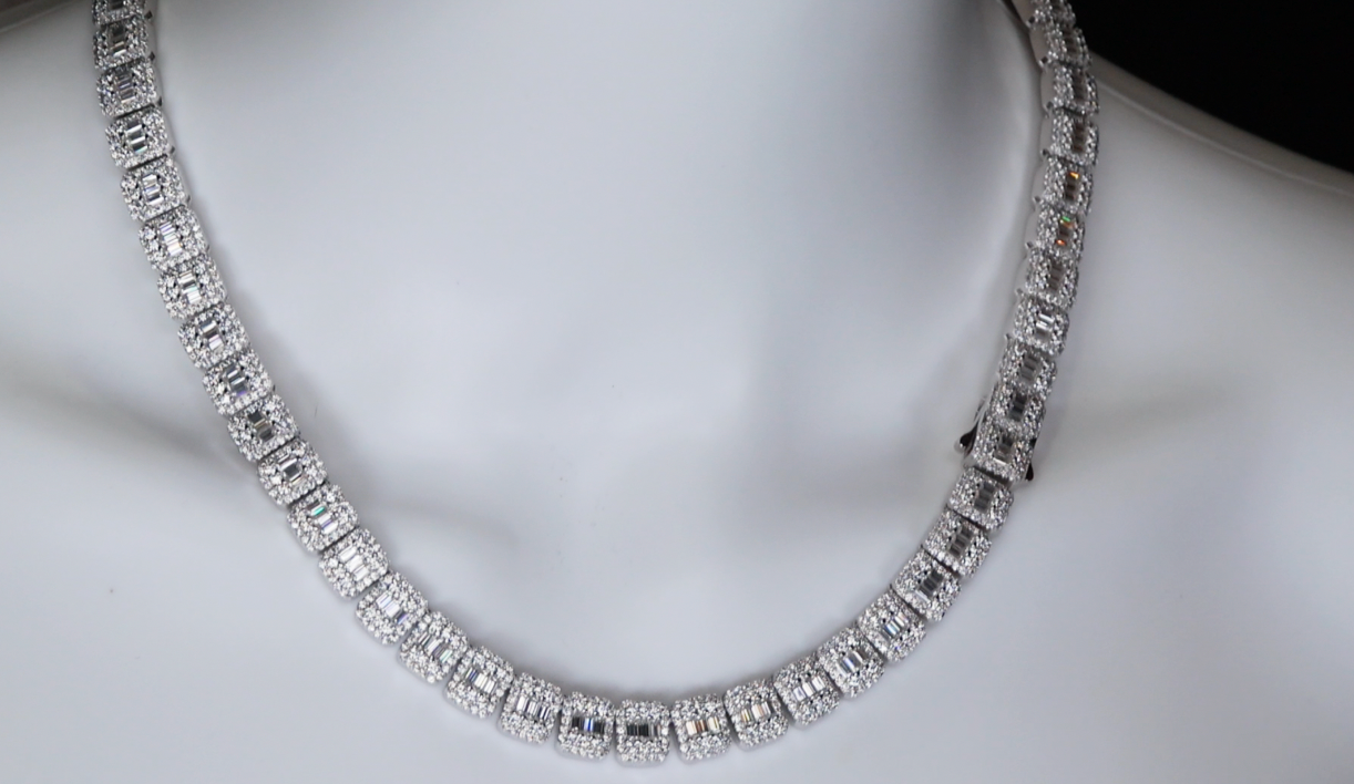 Mens Moissanite Baguette Chain