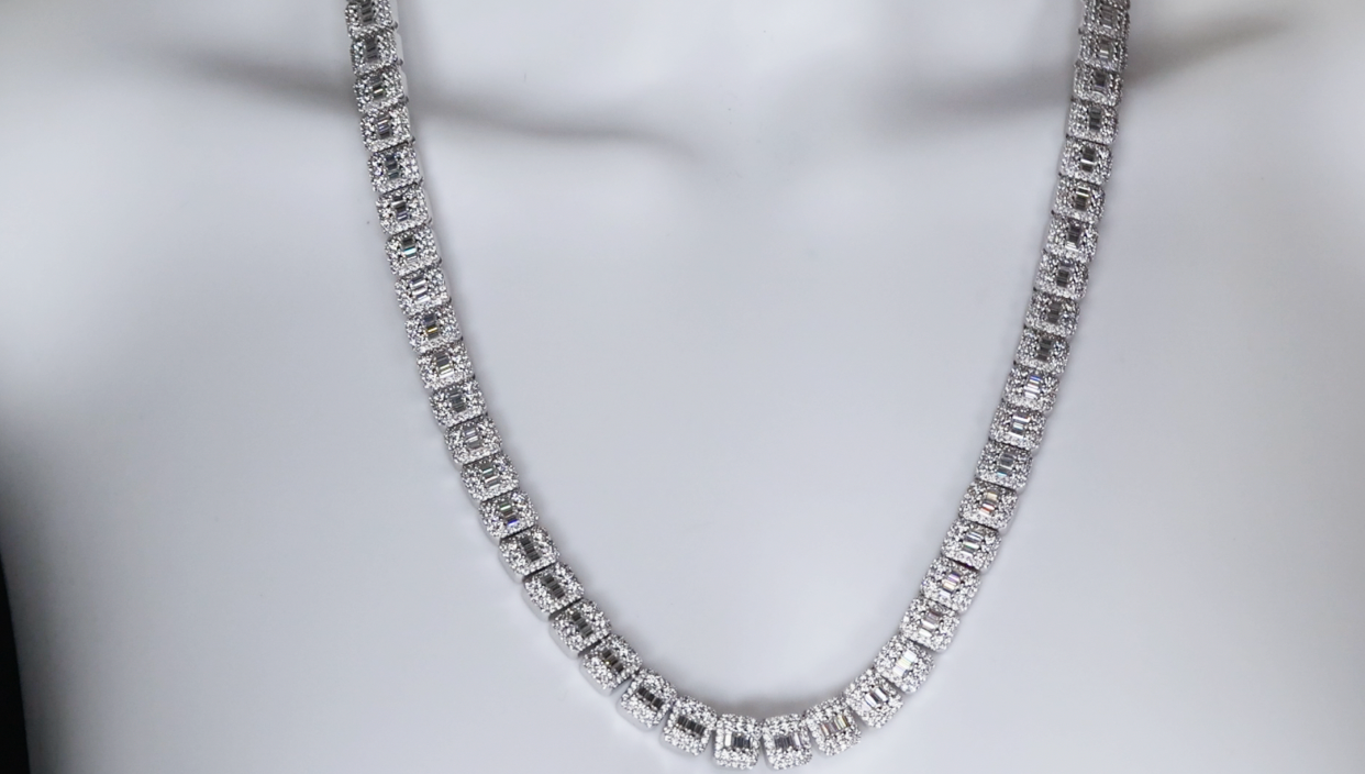 Mens Moissanite Baguette Chain