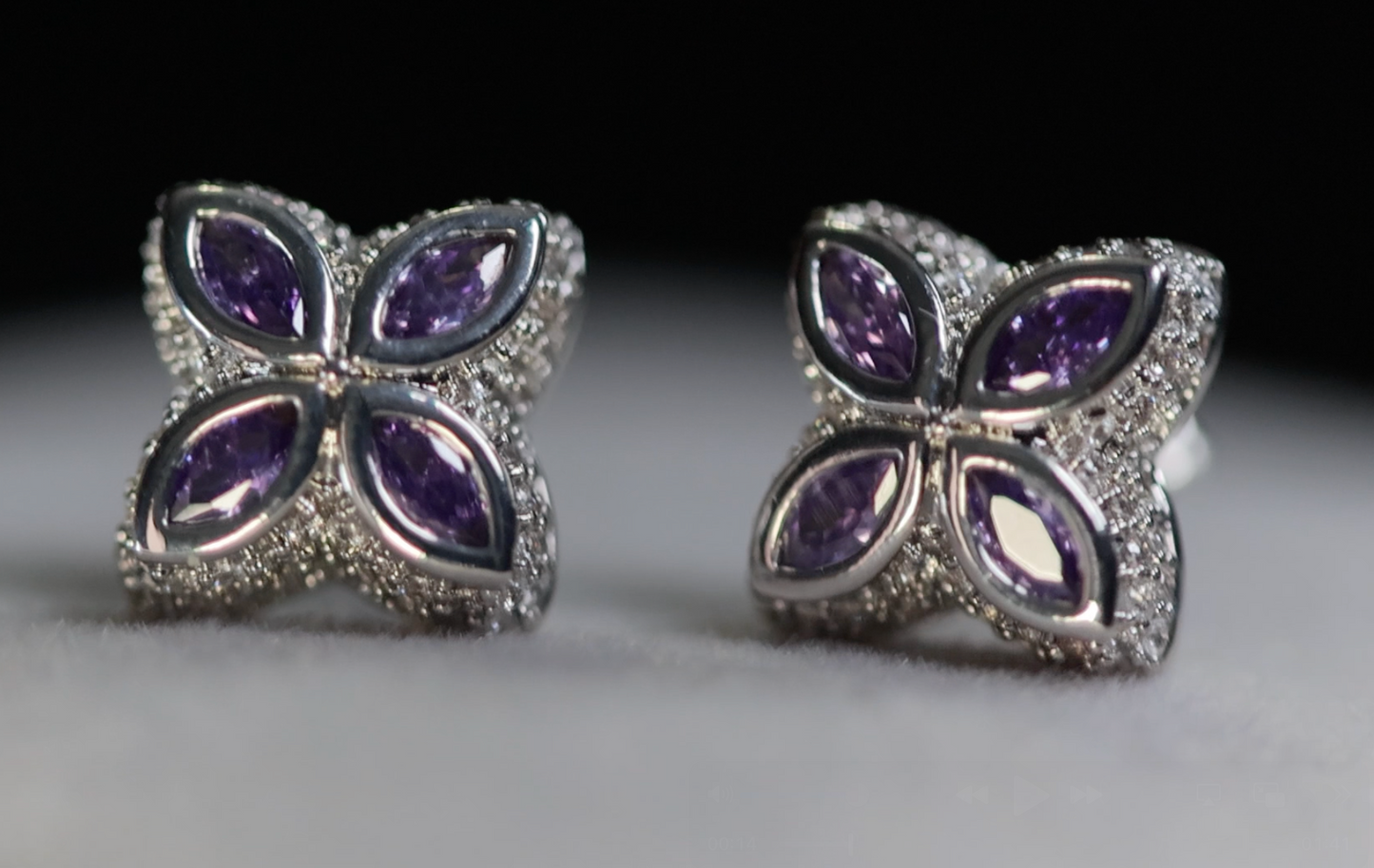 Purple Diamond Clover Earrings