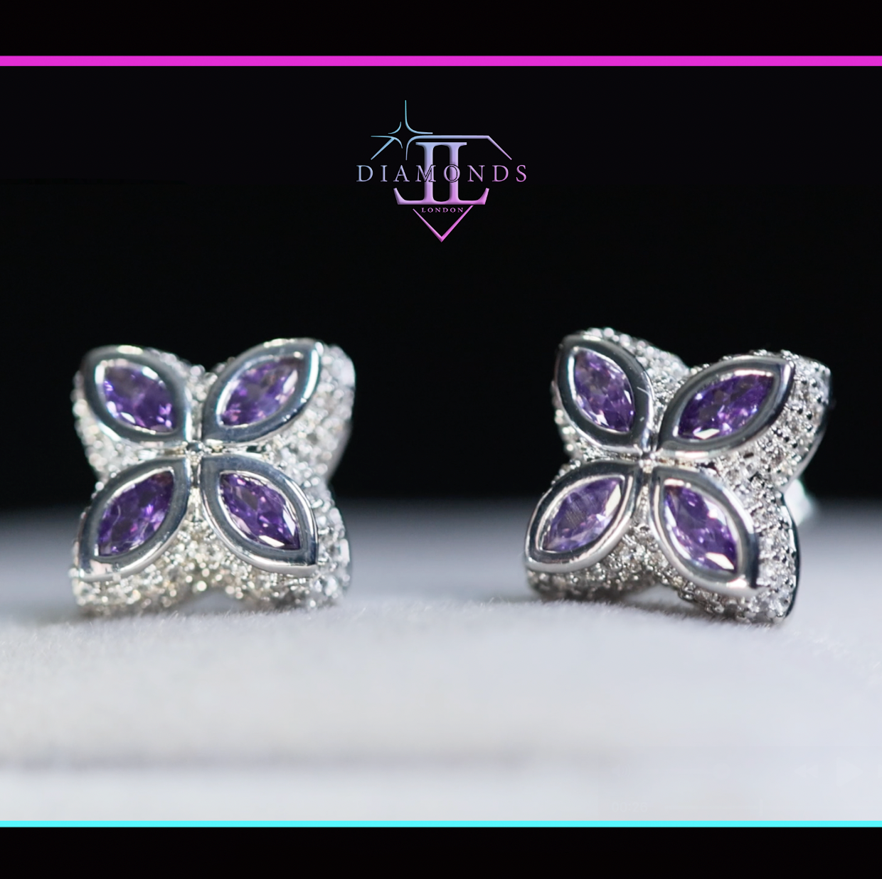 Purple Diamond Clover Ear Studs