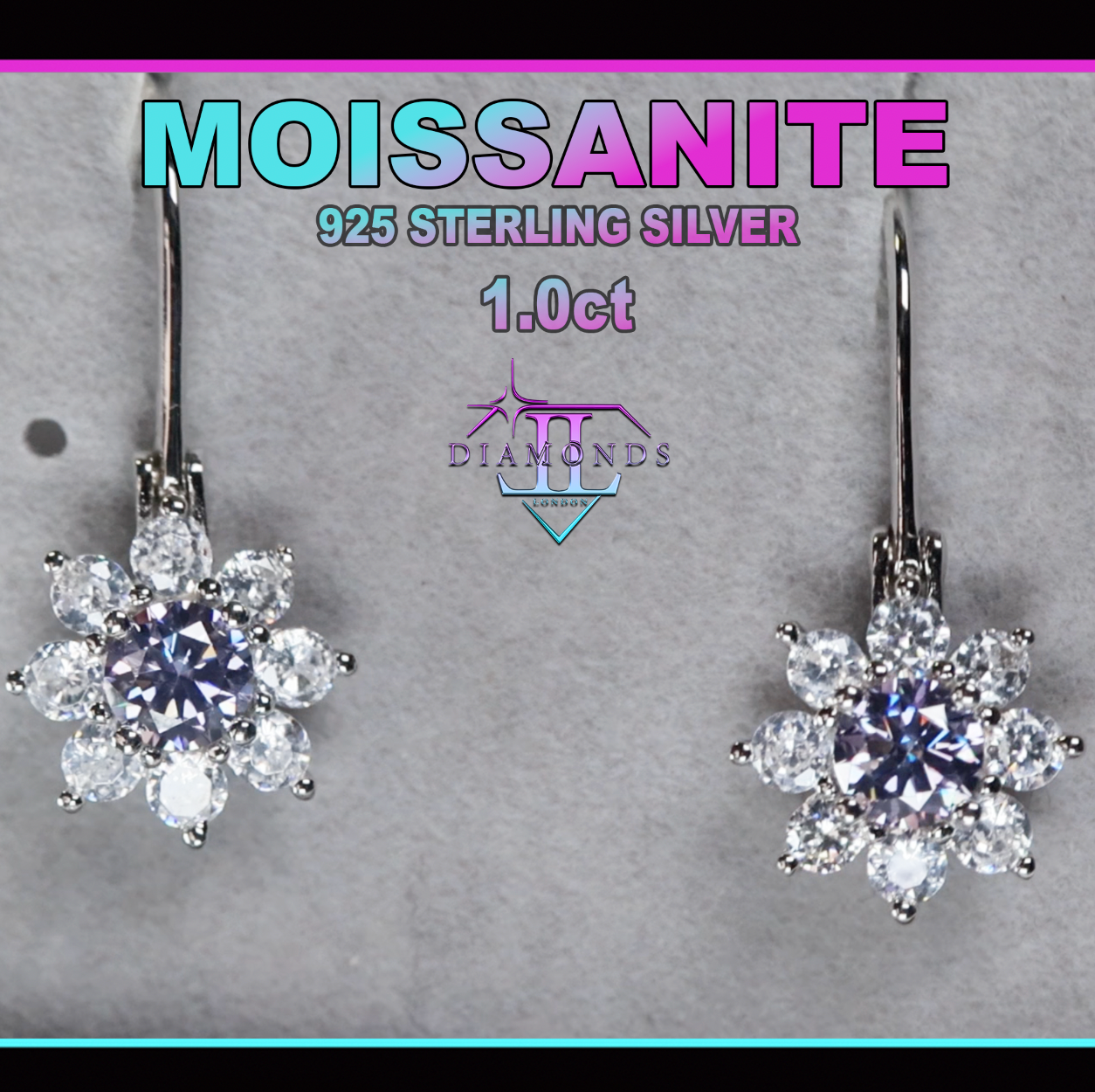 Purple Moissanite Diamond Earrings