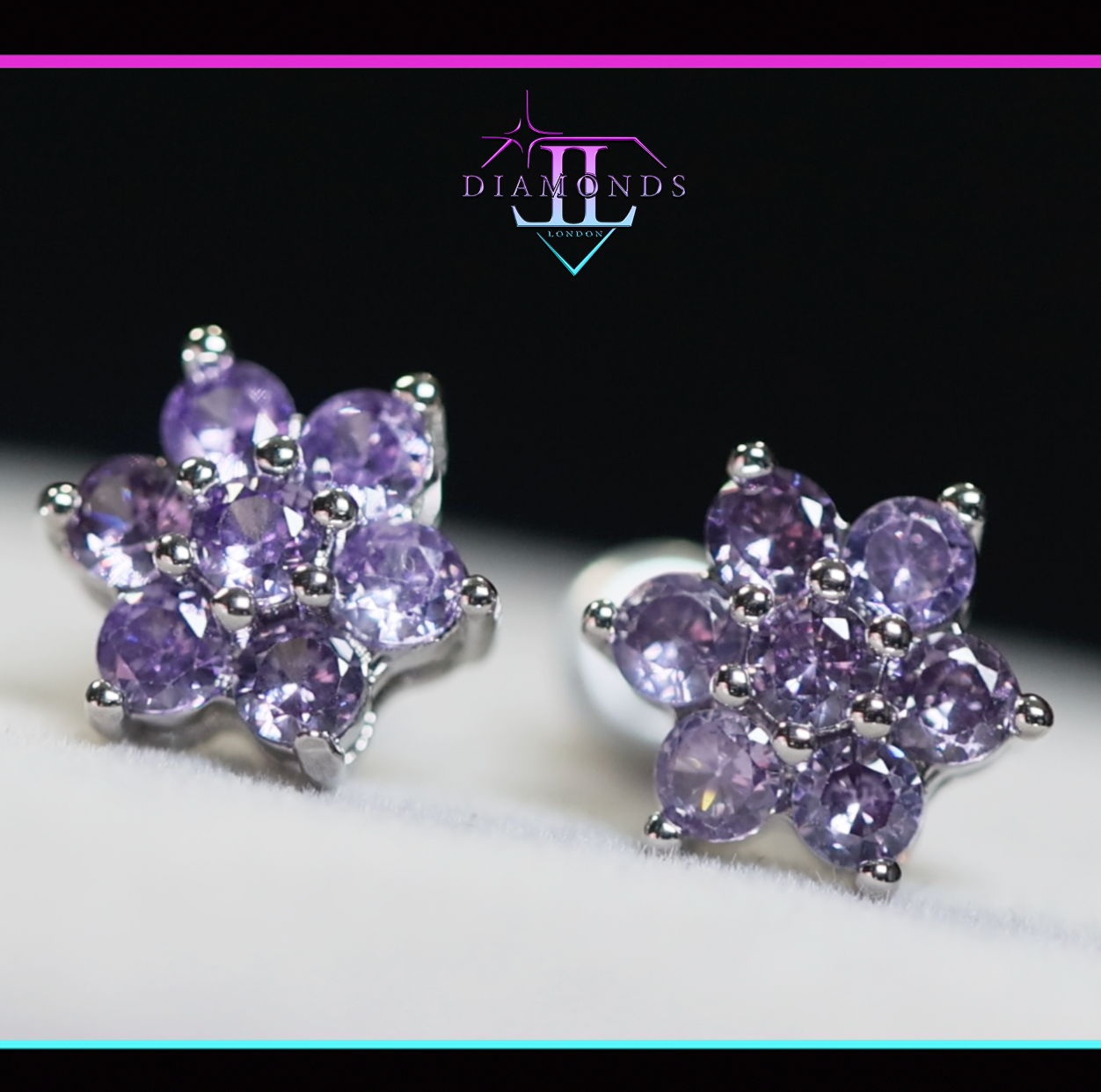 Purple Diamond Ear Studs
