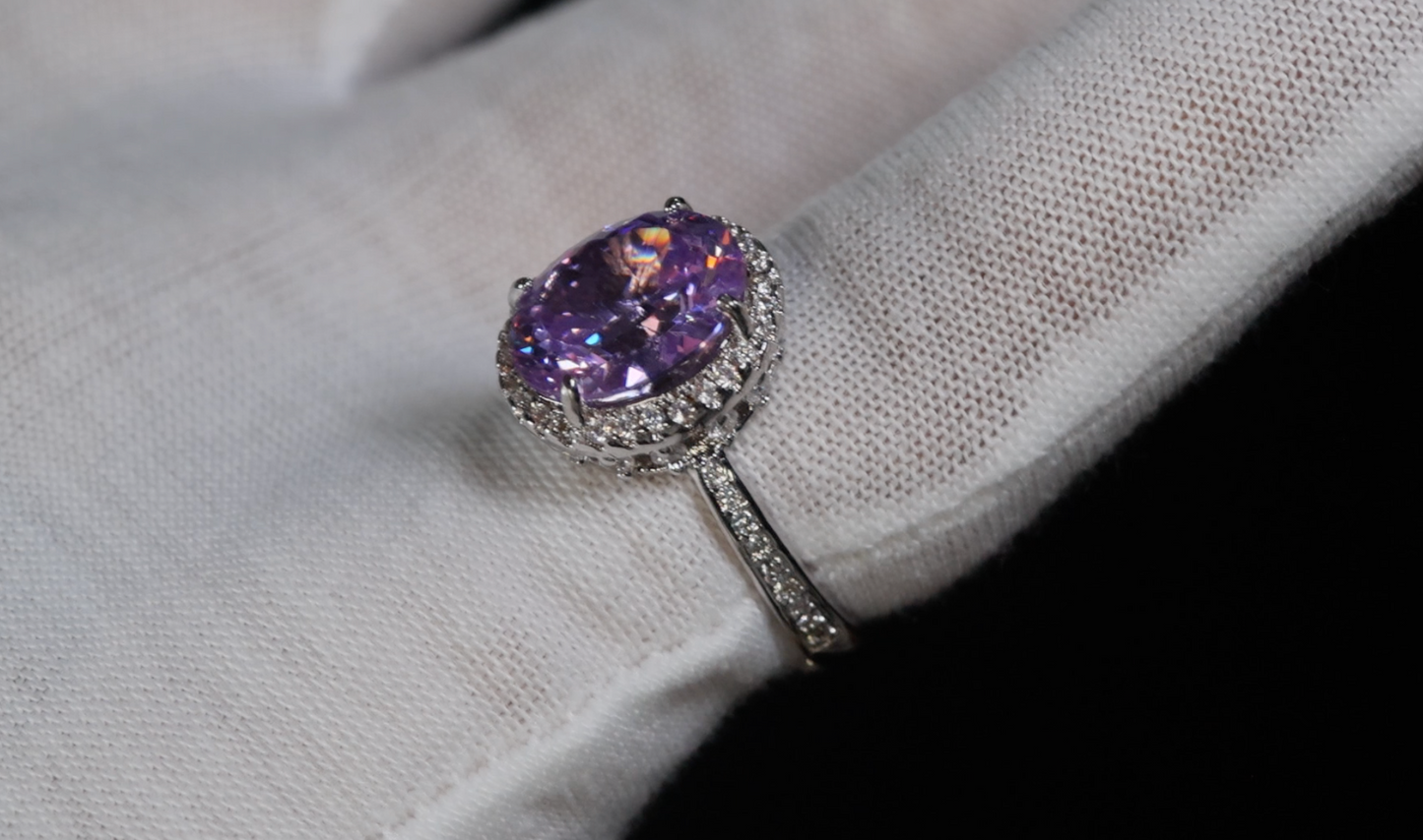 Purple Oval Diamond Ring