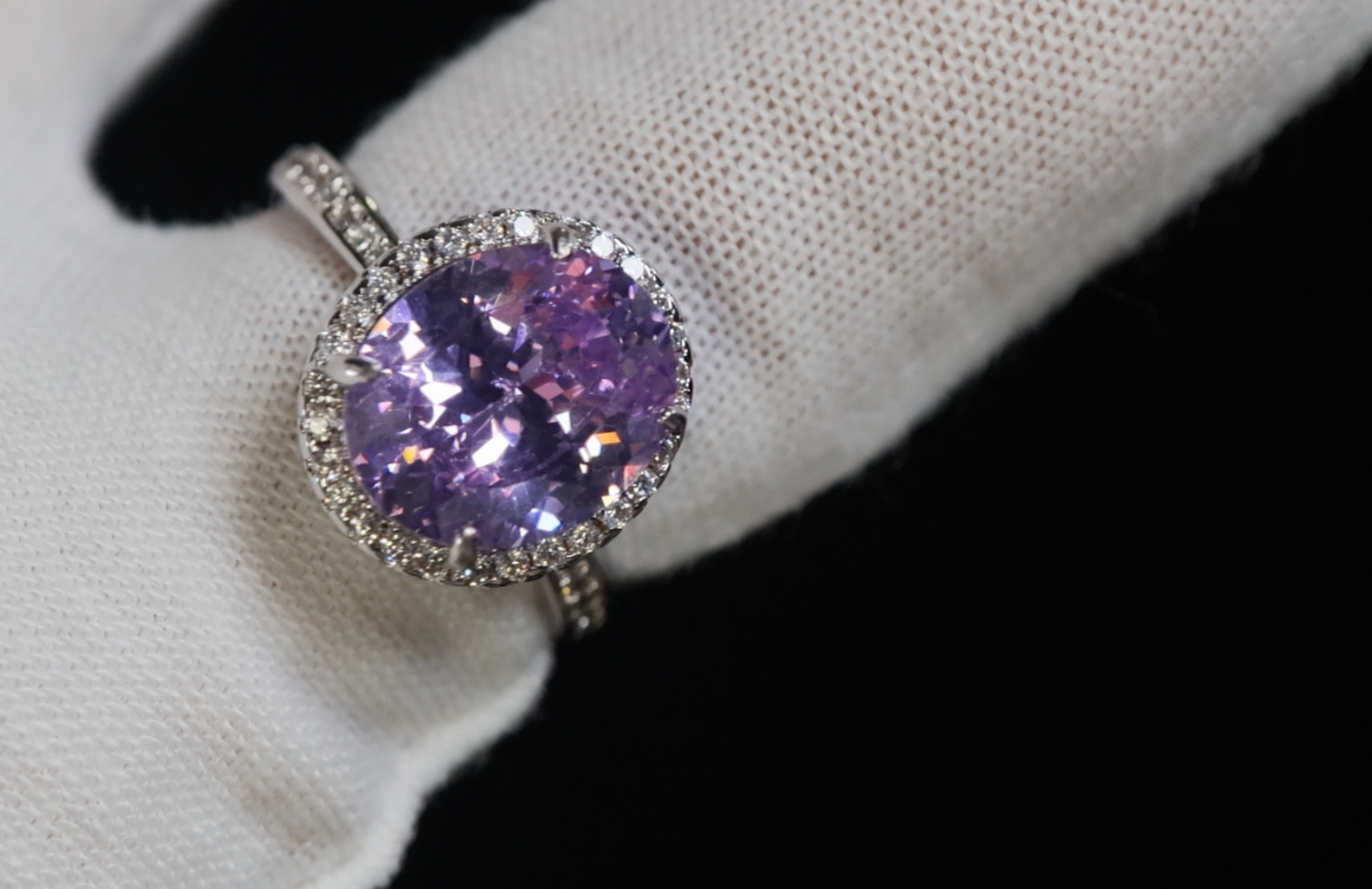 Purple Oval Diamond Ring