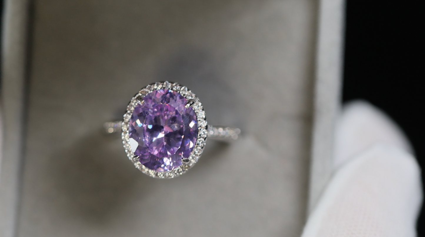 Purple Oval Diamond Ring