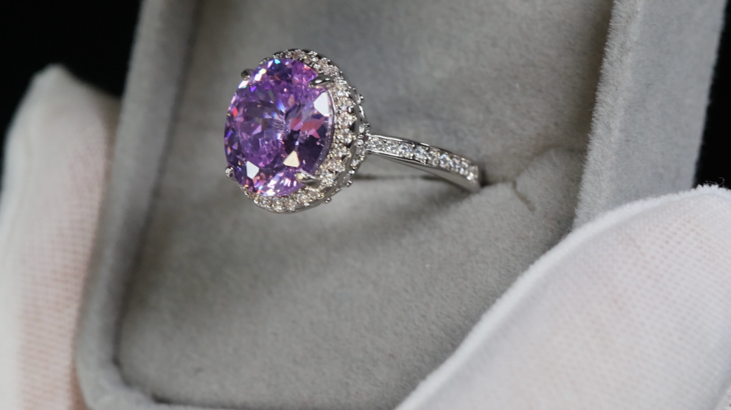 Purple Oval Diamond Ring