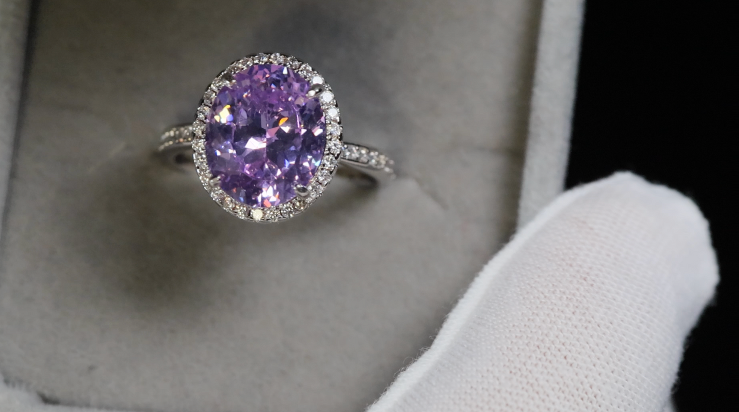 Purple Oval Diamond Ring