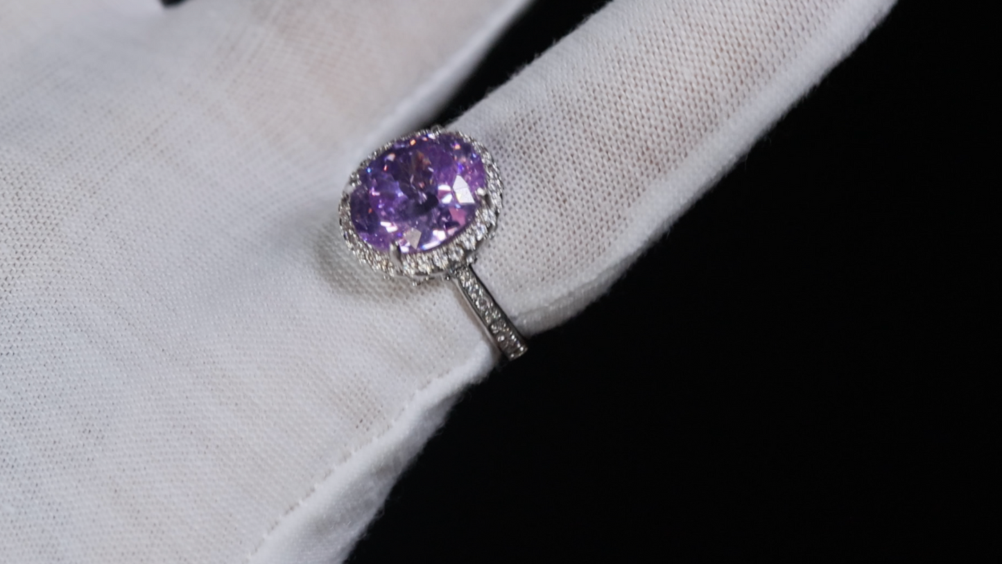 Purple Oval Diamond Ring
