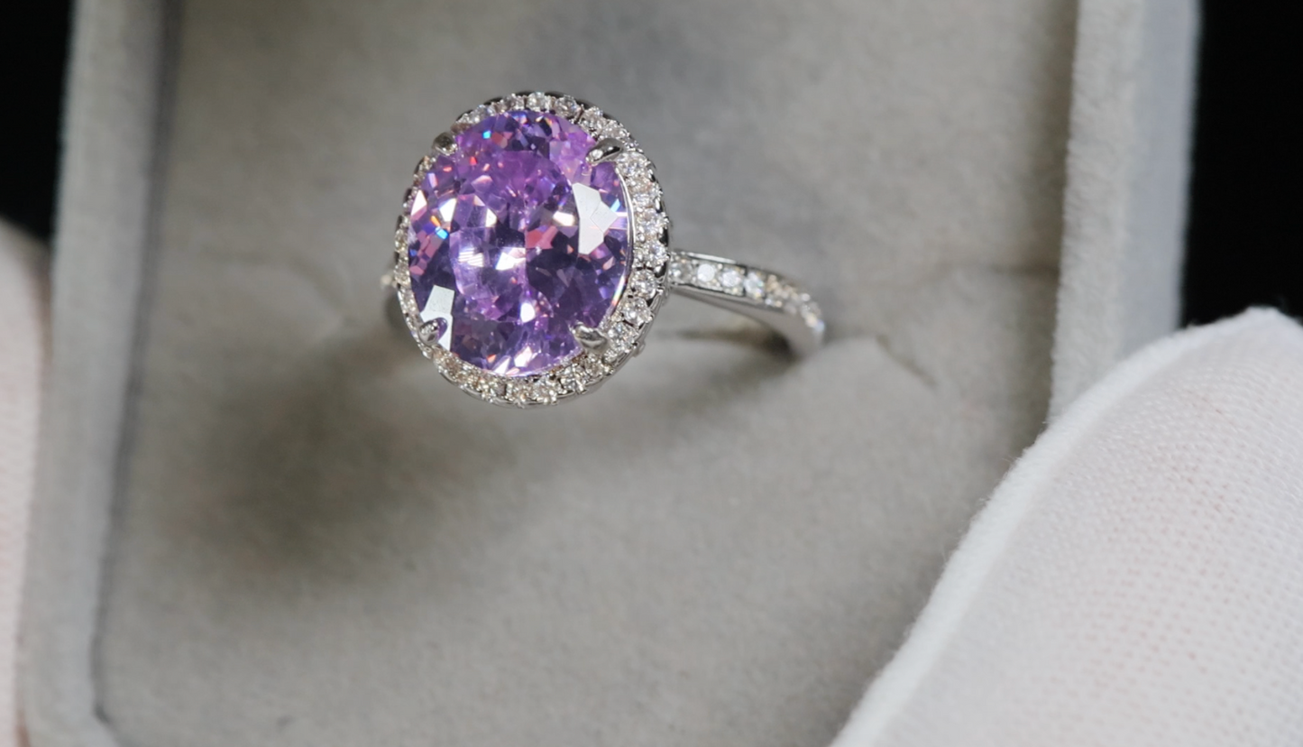 Purple Oval Diamond Ring