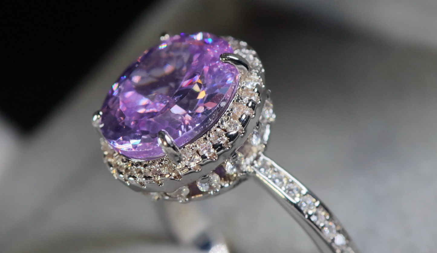 Purple Oval Diamond Ring