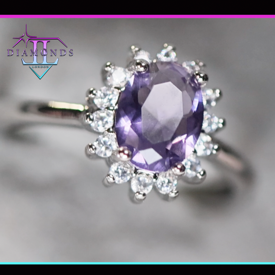 Purple Oval Diamond Ring