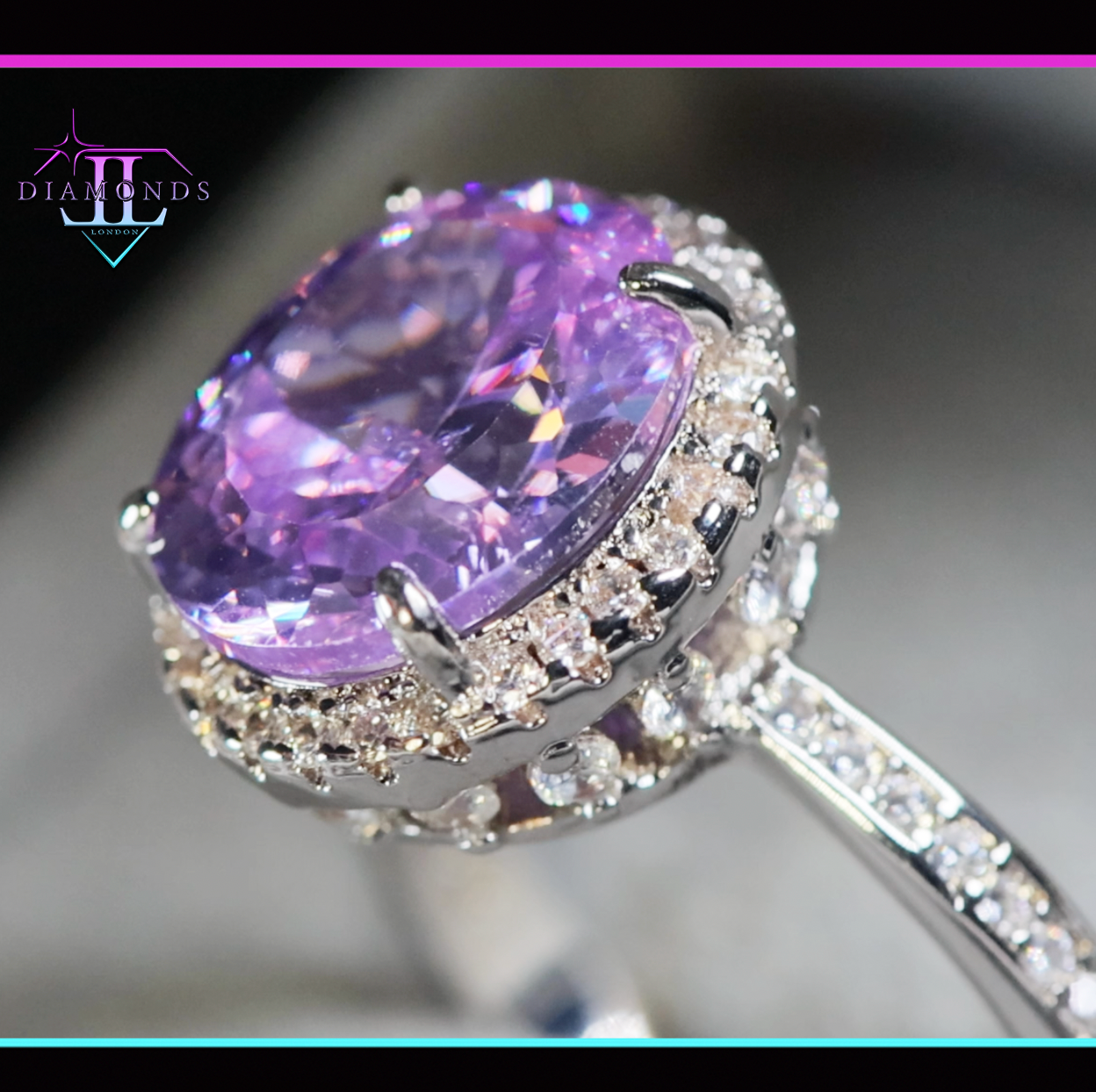 Purple Oval Diamond Ring