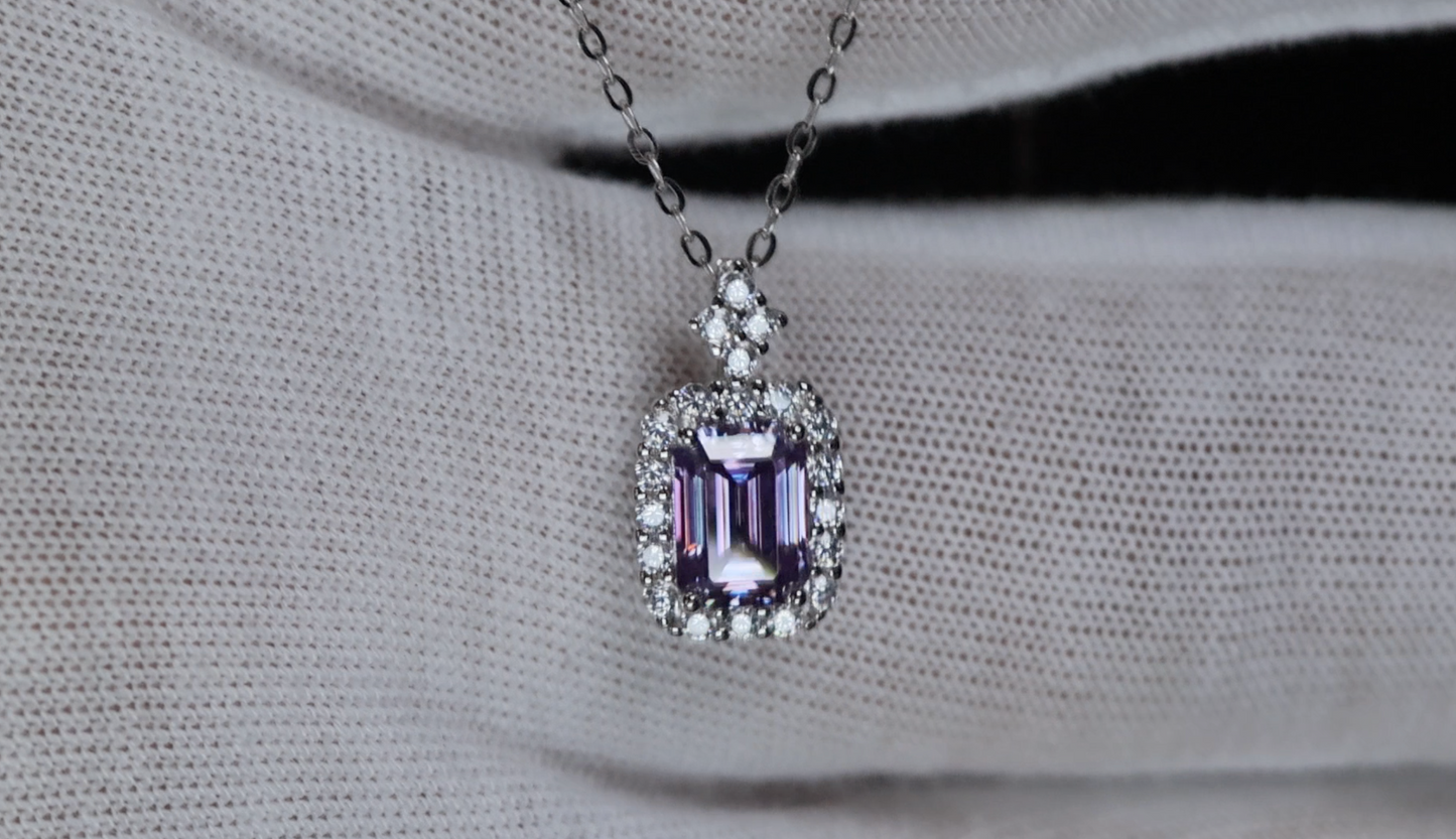Purple Moissanite Diamond Pendant