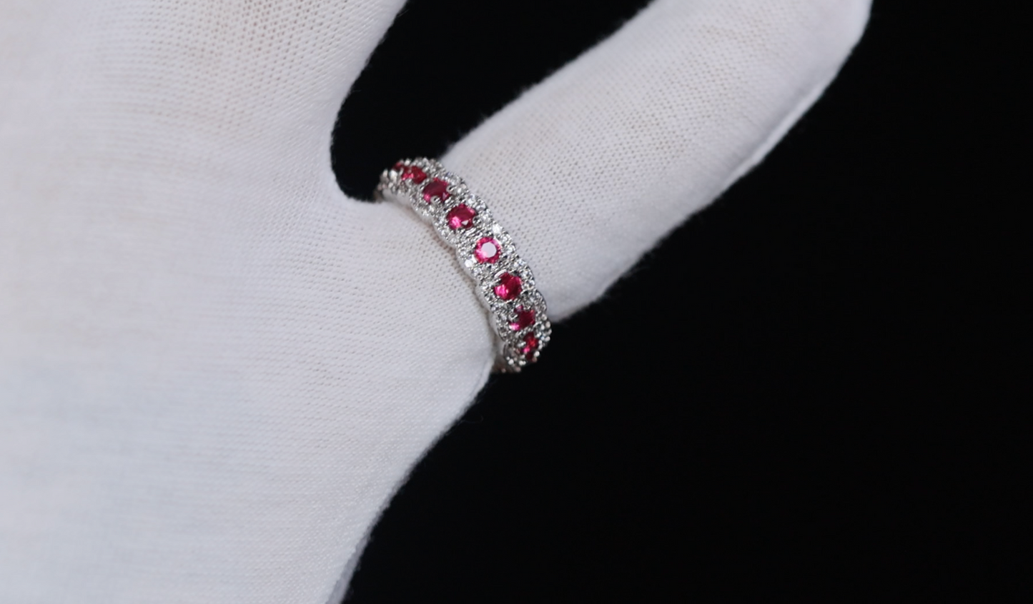 Ruby Diamond Ring | Red Diamond Ring | Pink Diamond Eternity Ring