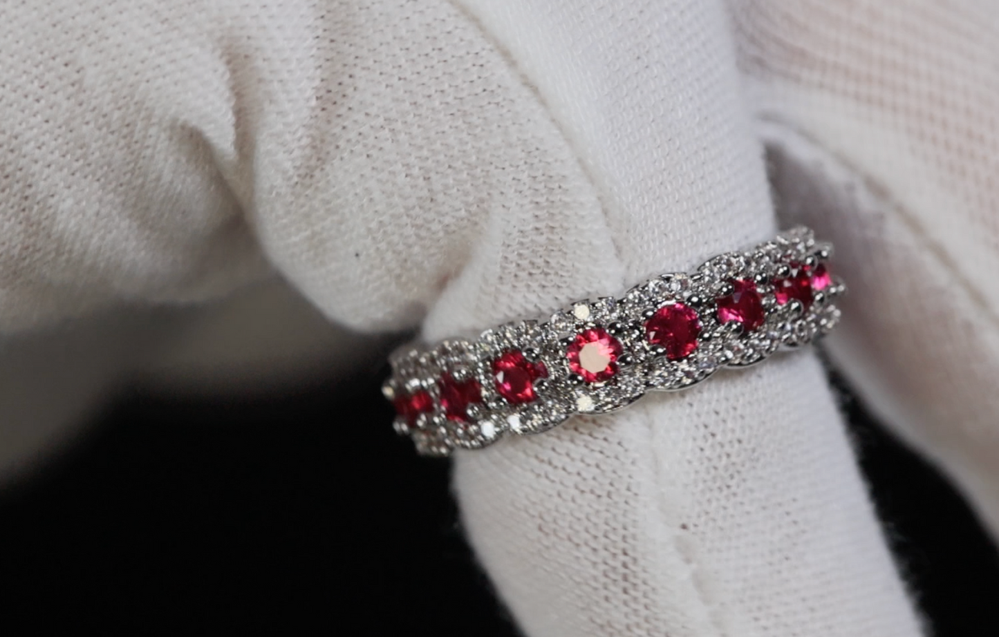 Ruby Diamond Ring | Red Diamond Ring | Pink Diamond Eternity Ring
