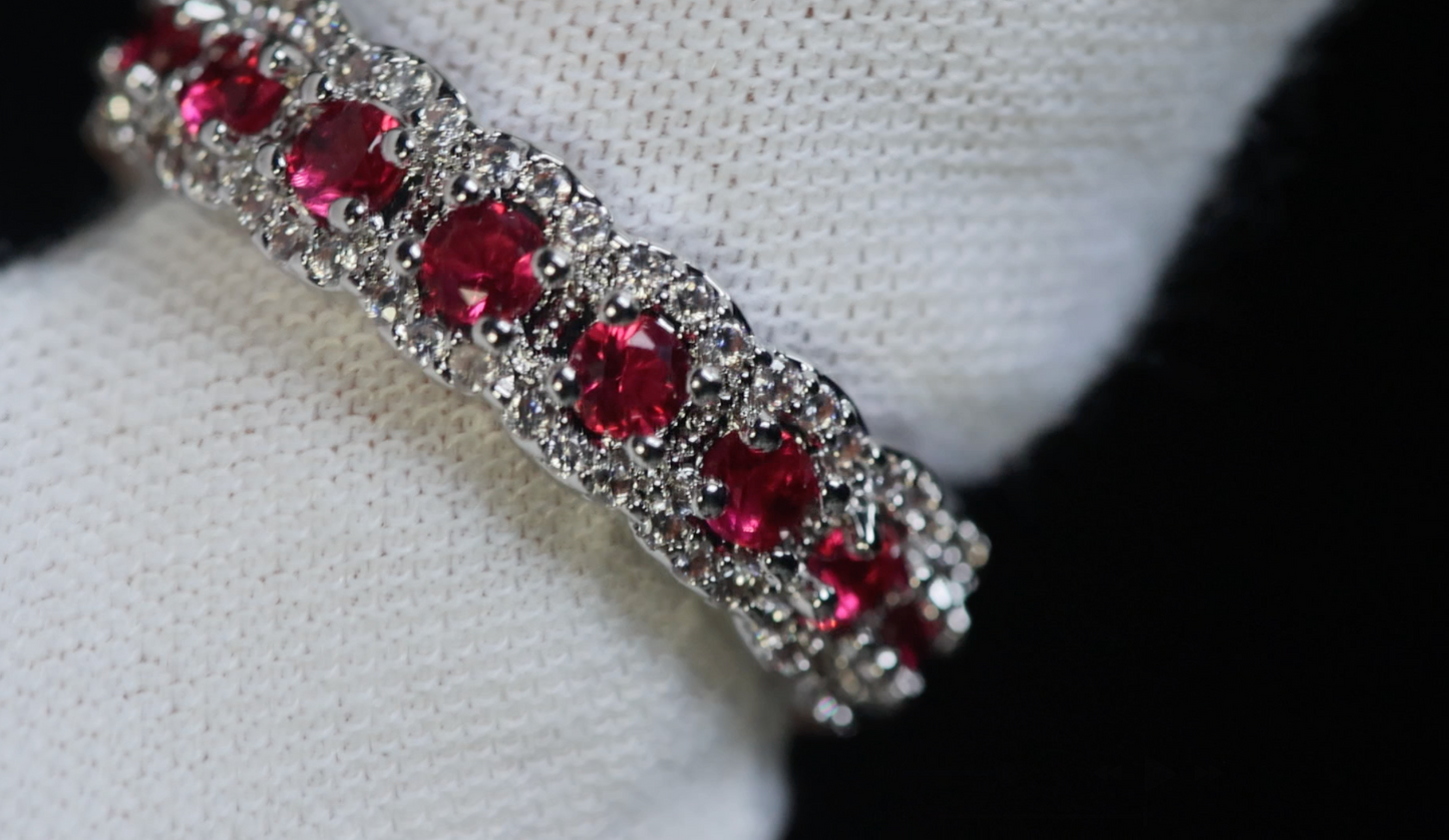 Ruby Diamond Ring | Red Diamond Ring | Pink Diamond Eternity Ring