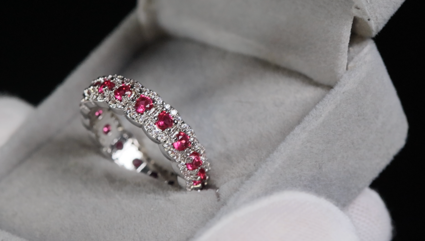 Ruby Diamond Ring | Red Diamond Ring | Pink Diamond Eternity Ring