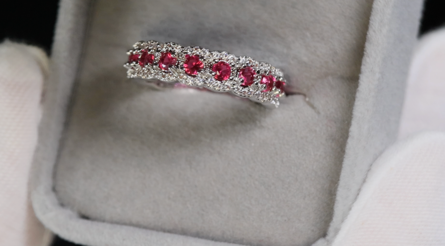 Ruby Diamond Ring | Red Diamond Ring | Pink Diamond Eternity Ring