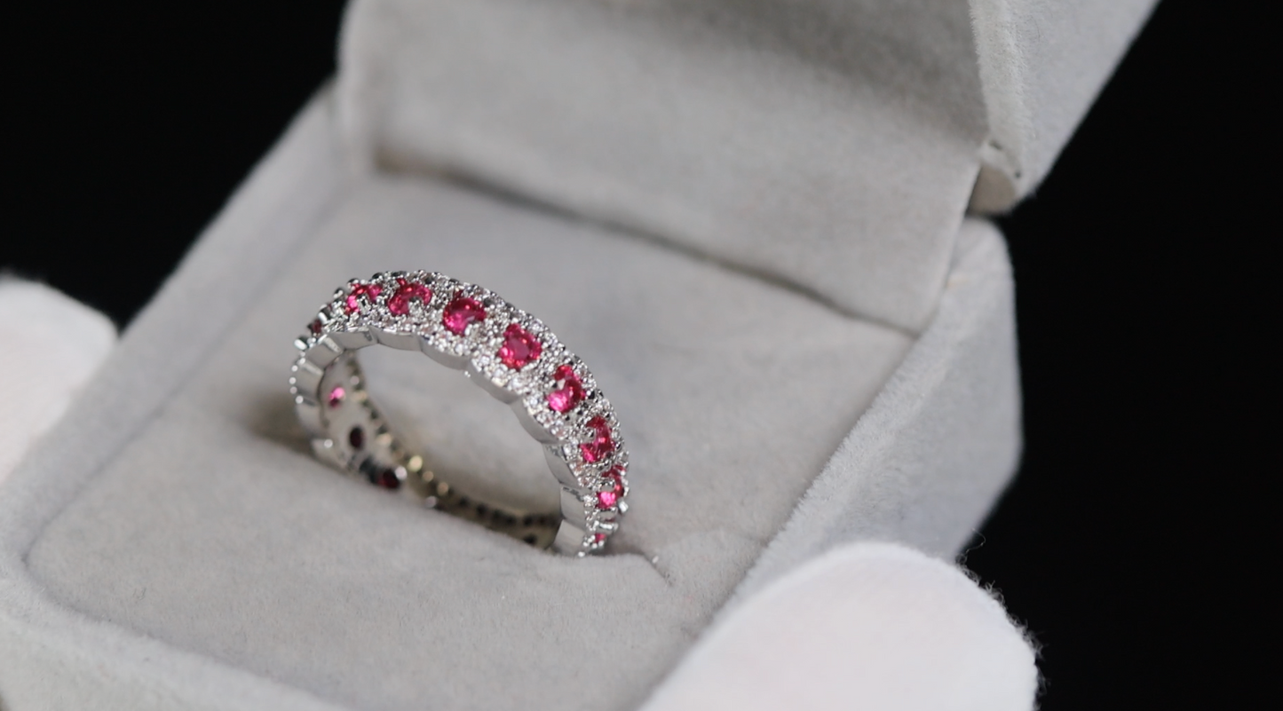 Ruby Diamond Ring | Red Diamond Ring | Pink Diamond Eternity Ring