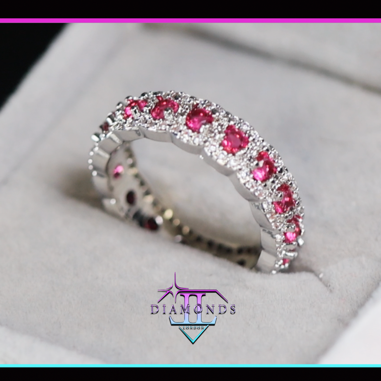 Ruby Diamond Ring | Red Diamond Ring | Pink Diamond Eternity Ring