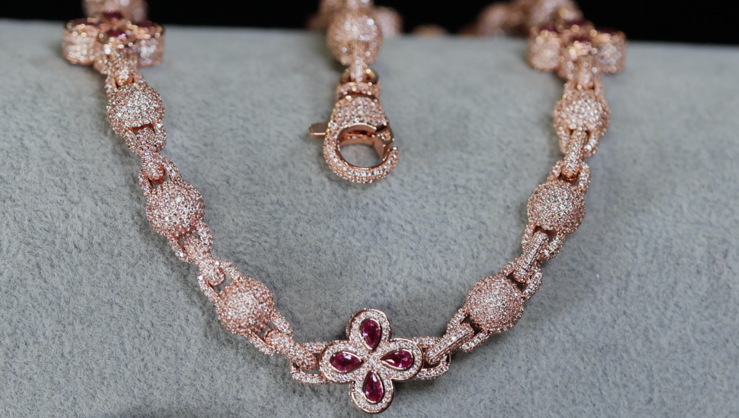 Men's Rose Gold Necklace with Pink diamonds