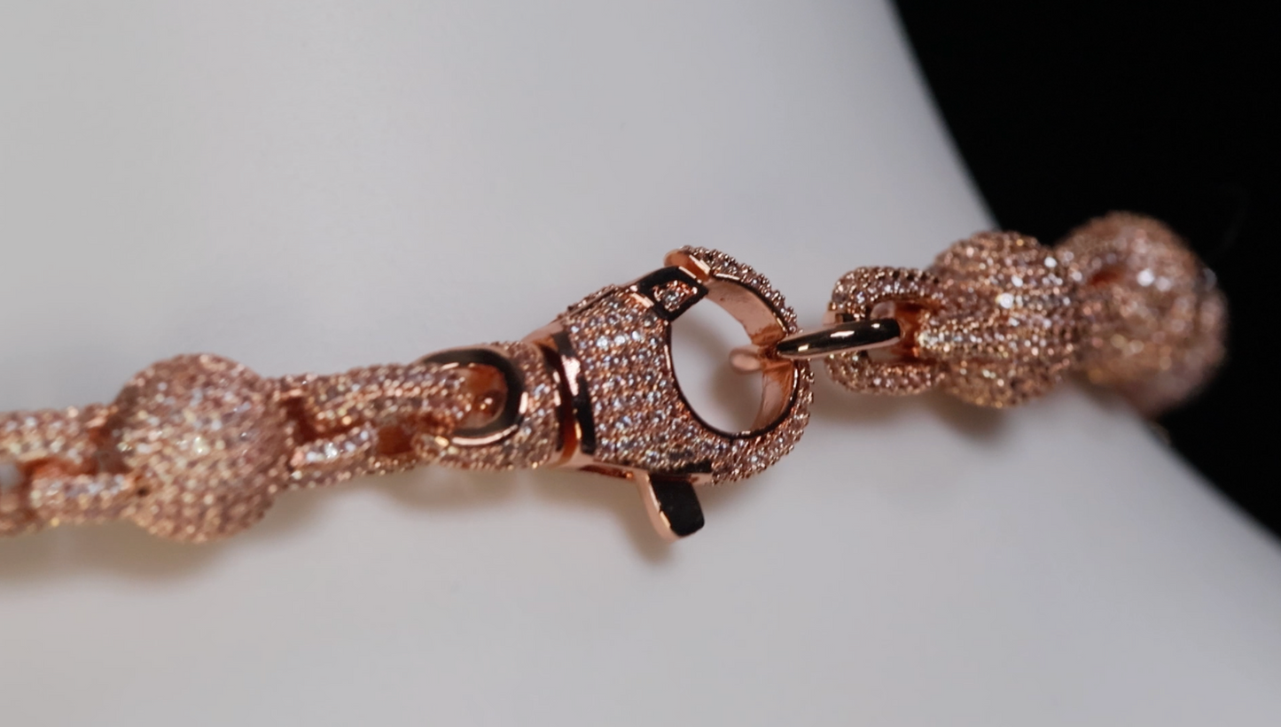 Men's Rose Gold Pink diamond clover chain