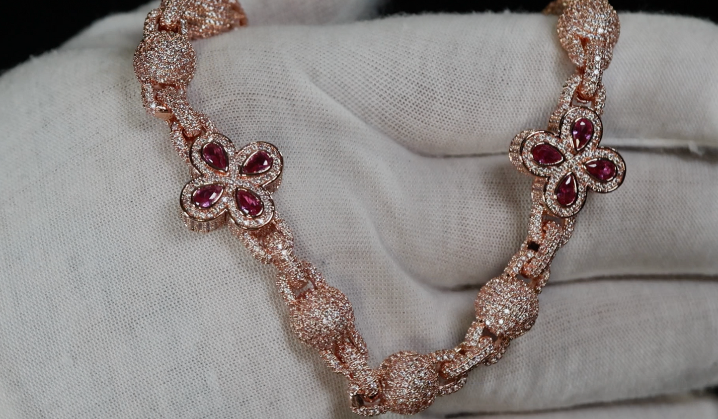 Rose Gold Pink diamond clover chain