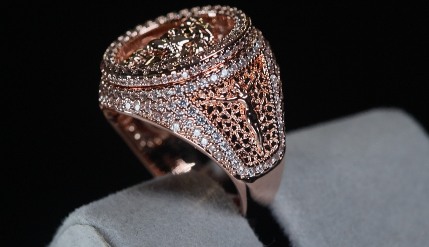 Rose Gold Jesus Ring